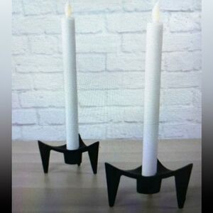 Dansk Cast Iron Triangle Candlestick Holders Set of Six NEW In Original Box